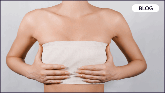 Image of a woman with bandages around her breasts