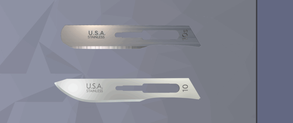 AccuThrive #10S dermaplane blade and #10 surgical blade for dermaplaning procedures